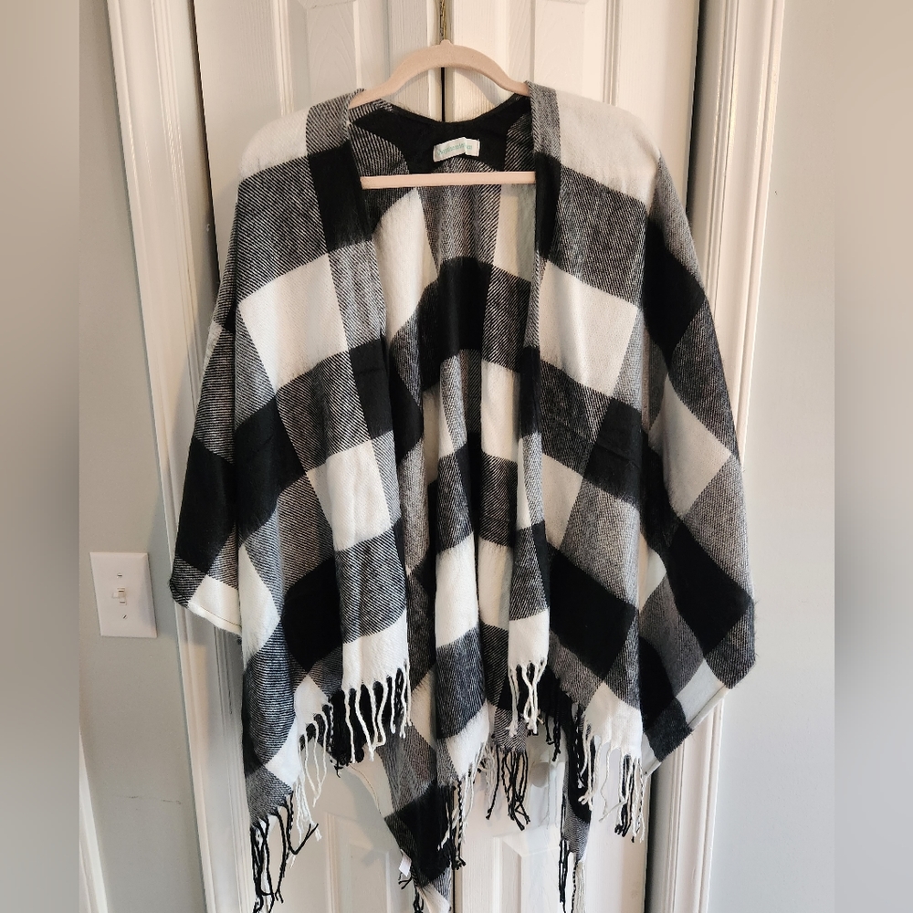 Checkered Pullover Cardigan, OS